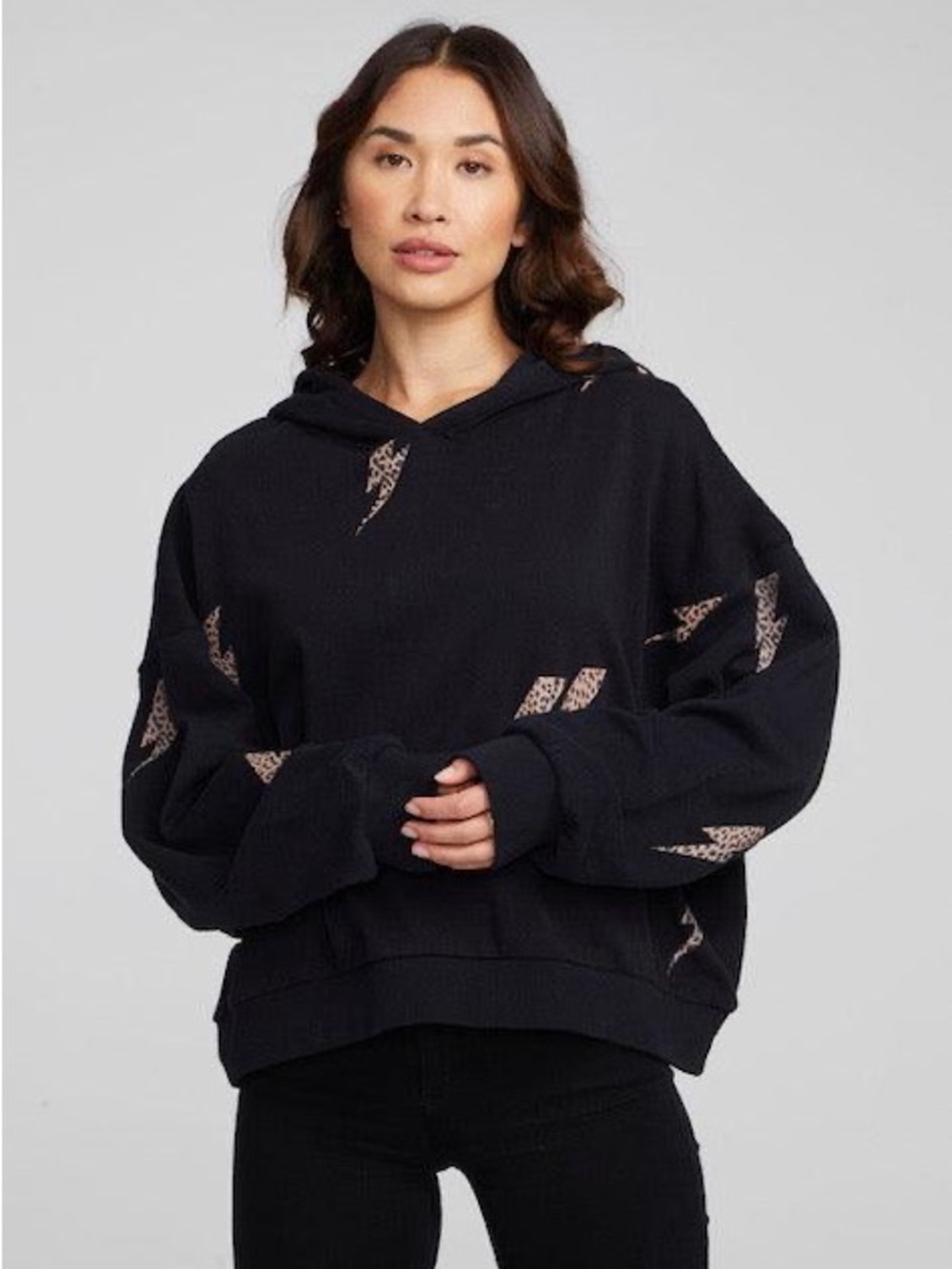Chaser Black Leopard Bolt Hoodie